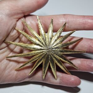 Accessocraft Vintage Modernist Starburst Textured Gold Tone Brooch